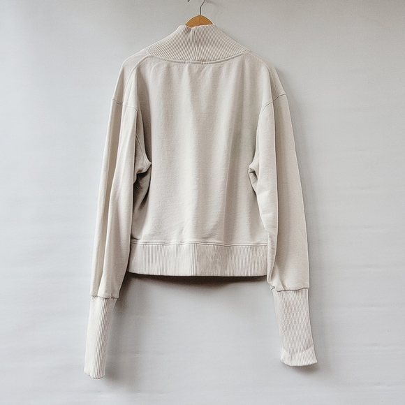 Agolde Klara V Neck Off White Ribbed Sweatshirt Size Large Modern Minimalist - Picture 15 of 16